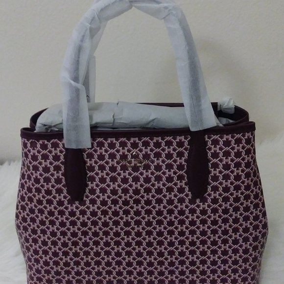 Kate Spade Link Zip Tote Pink Burgundy Saffiano PV - Picture 13 of 16
